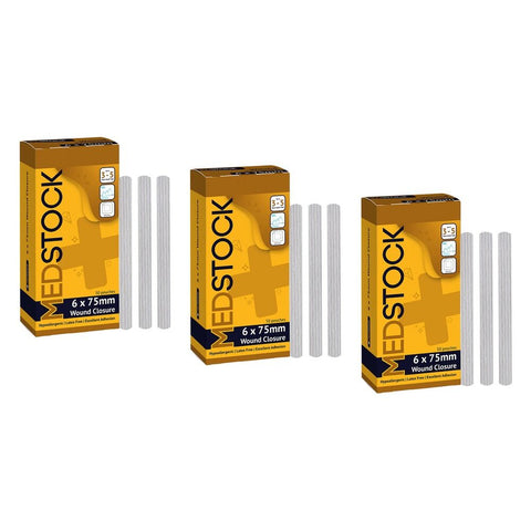 Medstock Wound Closure Strips 6mm x 75mm 50 Pack Bundle of 3