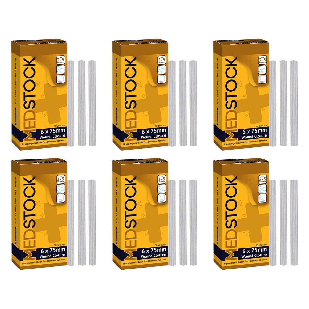 Medstock Wound Closure Strips 6mm x 75mm 50 Pack Bundle of 6
