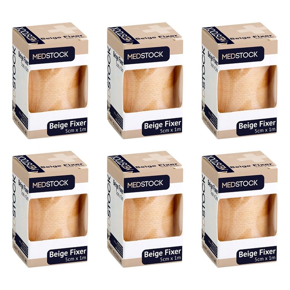 Medstock Beige Fabric Fixer Roll 5cm x 1m 1 Roll Pack of 6