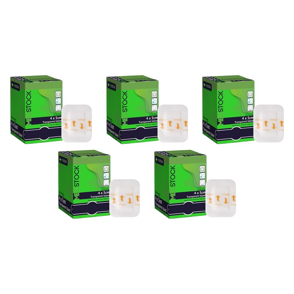 Medstock Transparent Island Dressing 4cm x 5cm 100 Pack Bundle of 5