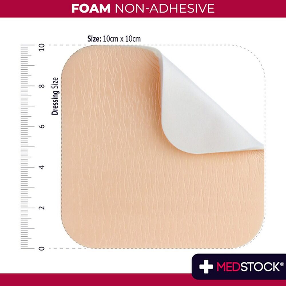Medstock Foam Non-Adhesive Dressing 10cm x 10cm 10 Pack