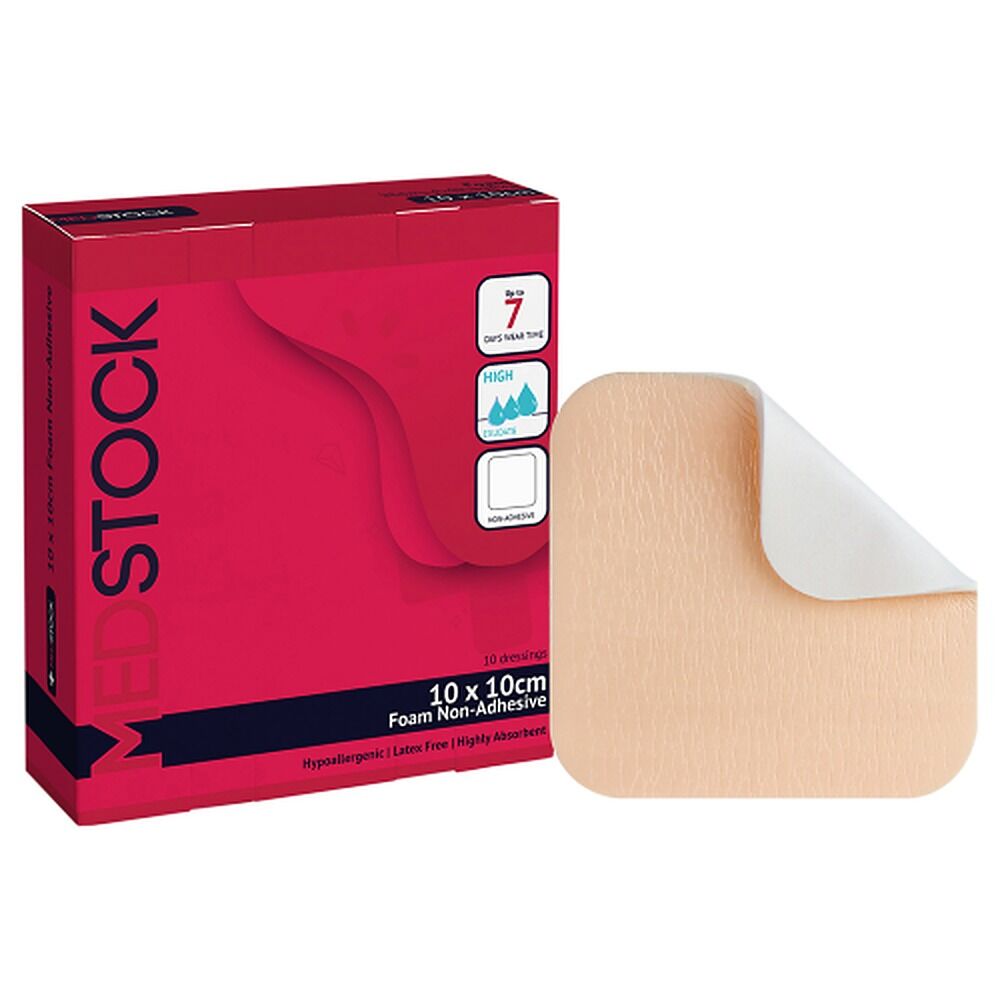 Medstock Foam Non-Adhesive Dressing 10cm x 10cm 10 Pack