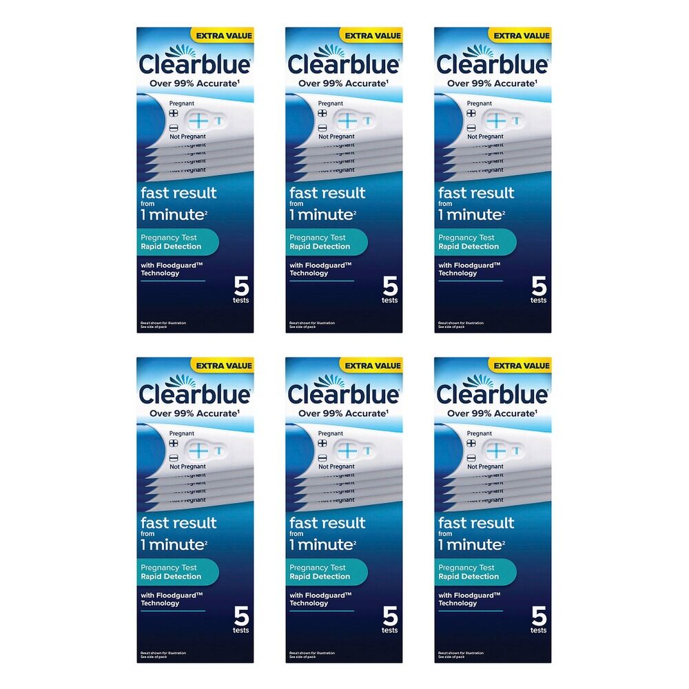 Clearblue Rapid Detection Pregnancy Test 5 Pack Bundle of 6