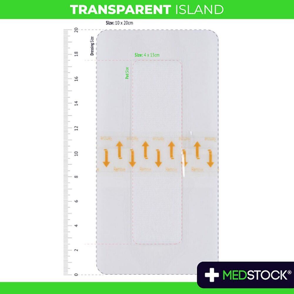 Medstock Transparent Island Dressing 10cm x 20cm 50 Pack