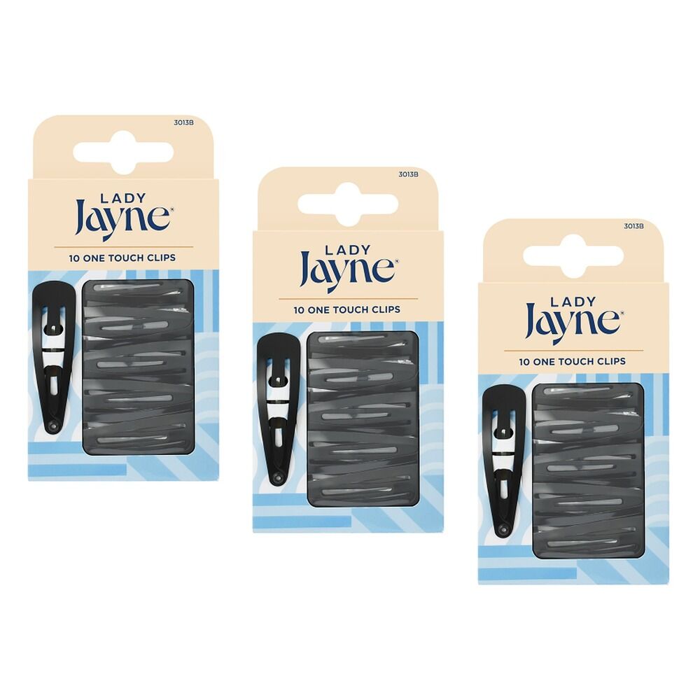 Lady Jayne Black One Touch Clips 10 Pack x 3 Bundle of 3