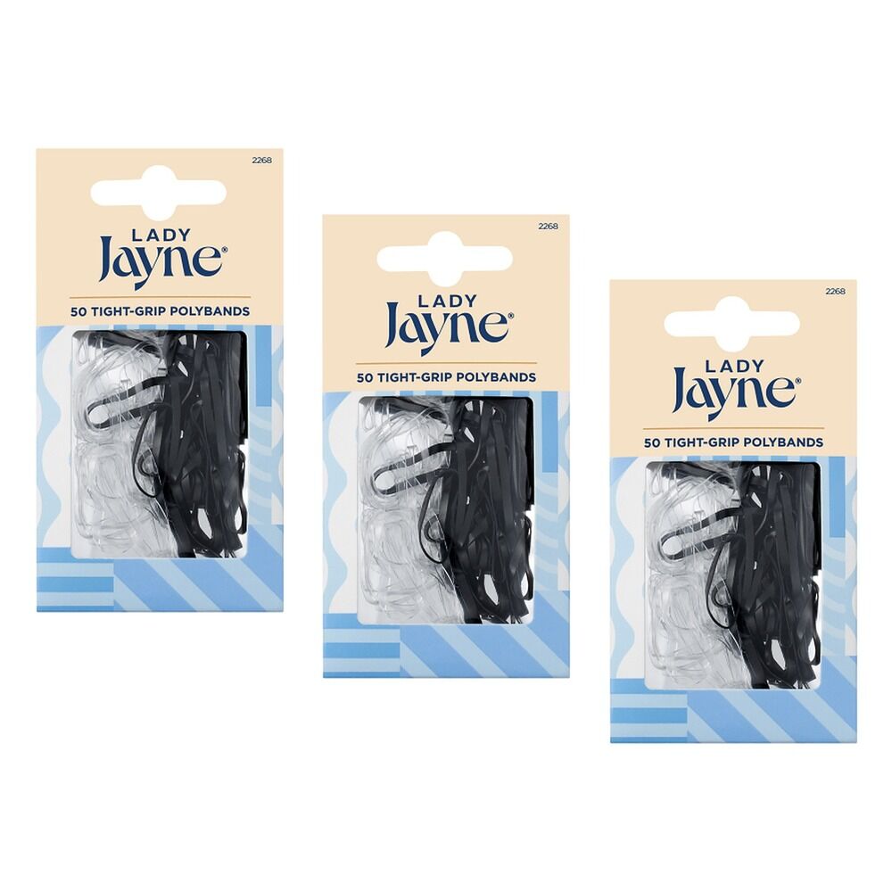 Lady Jayne Black Snagless Elastics 50 Pack x 3 Bundle of 3