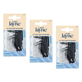 Lady Jayne Black Snagless Elastics 50 Pack x 3 Bundle of 3