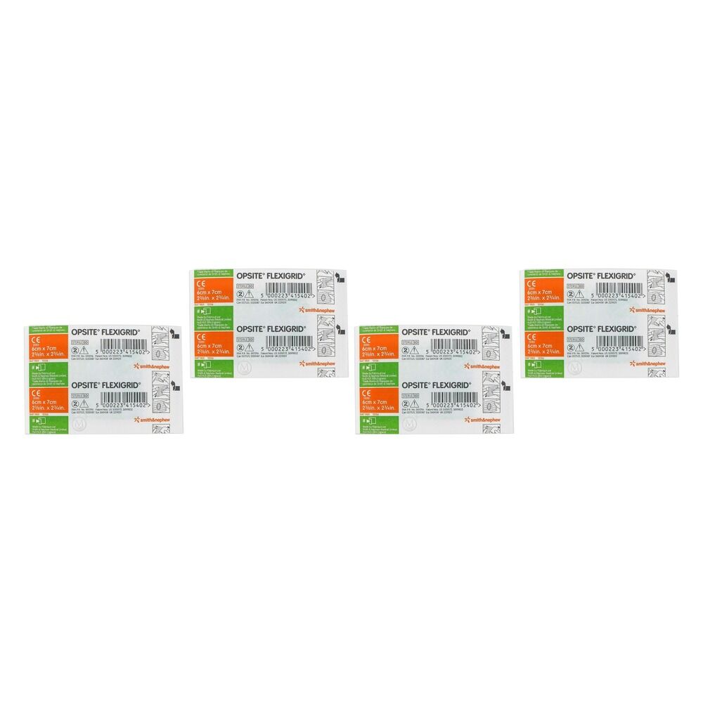 Opsite Flexigrid Waterproof Film Dressing 6cm x 7cm 100 Pack Bundle of 4