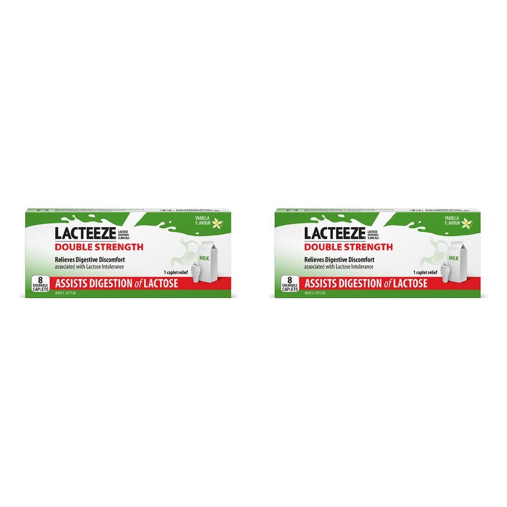 Lacteeze Ultra Chewable 8 Caplets Pack of 2