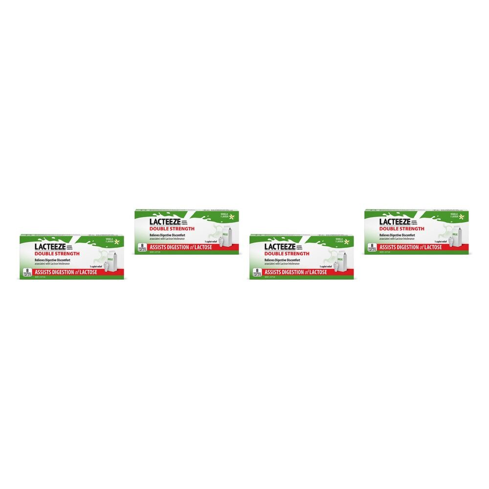 Lacteeze Ultra Chewable 8 Caplets Pack of 4