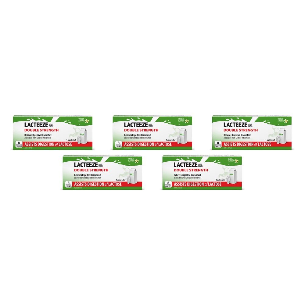 Lacteeze Ultra Chewable 8 Caplets Pack of 5