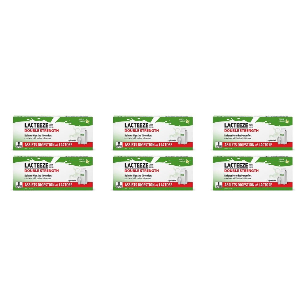 Lacteeze Ultra Chewable 8 Caplets Pack of 6