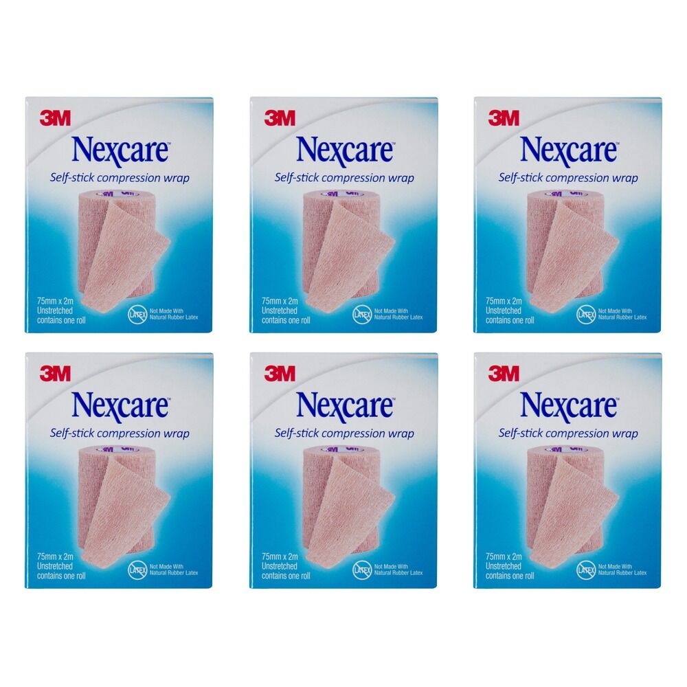 Nexcare Self Stick Compression Wrap 75mm Unstretched 2 Metres Pack of 6
