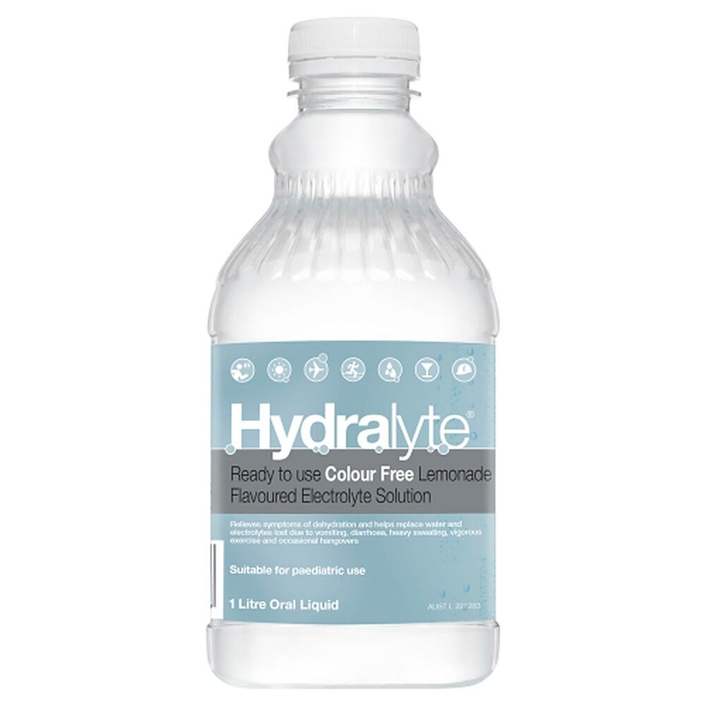 Hydralyte Colour Free Lemonade Flavoured Electrolyte Solution 1 L