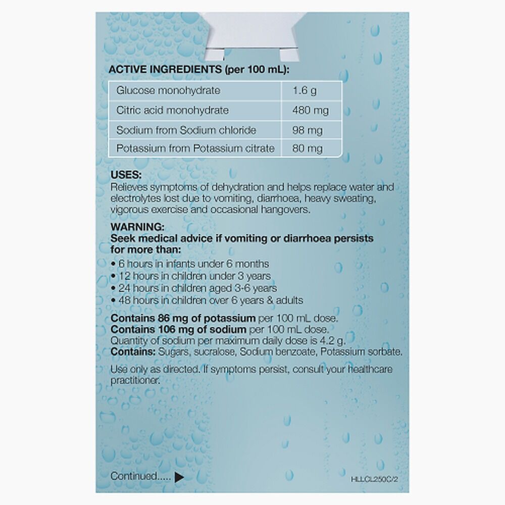 Hydralyte Colour Free Lemonade Flavoured Electrolyte Solution 4 Pack