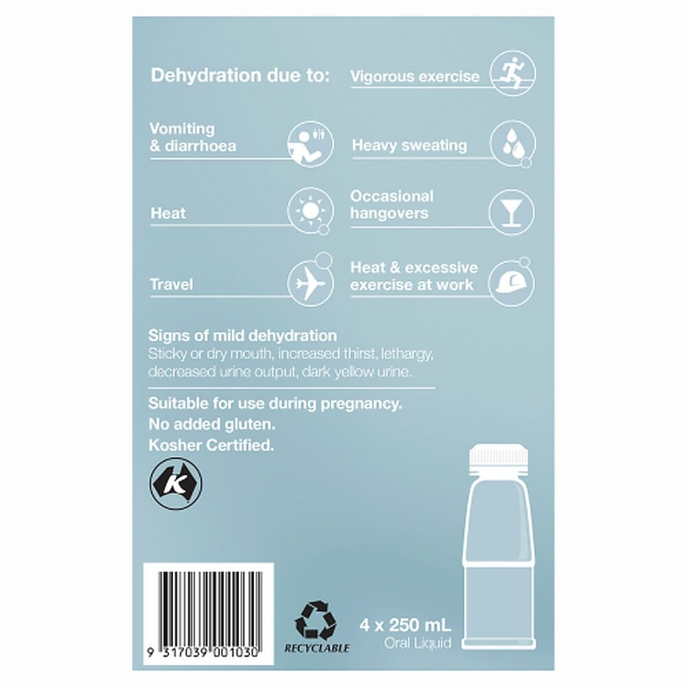 Hydralyte Colour Free Lemonade Flavoured Electrolyte Solution 4 Pack