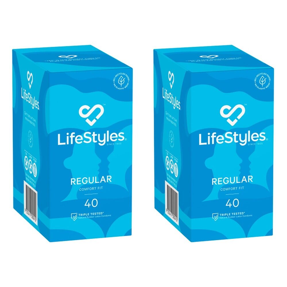 LifeStyles Regular Condoms 40 Pack x 2 Bundle of 2