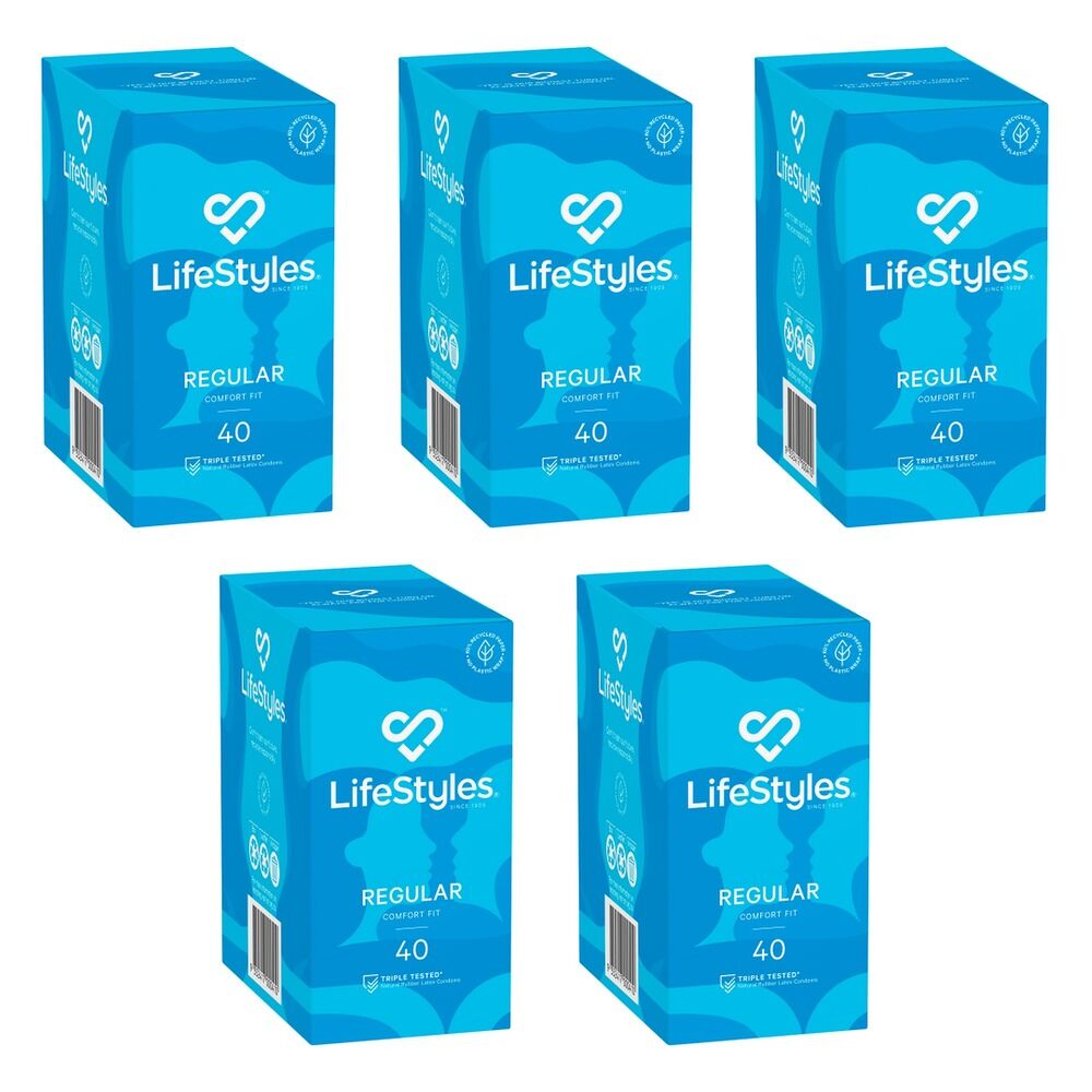 LifeStyles Regular Condoms 40 Pack x 2 Bundle of 5