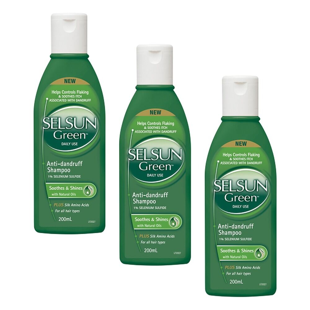 Selsun Green Anti-Dandruff Shampoo 200mL Pack of 3