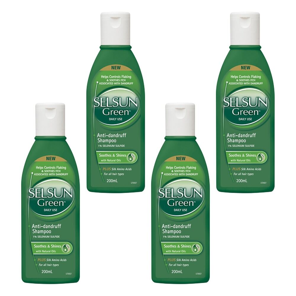 Selsun Green Anti-Dandruff Shampoo 200mL Pack of 4