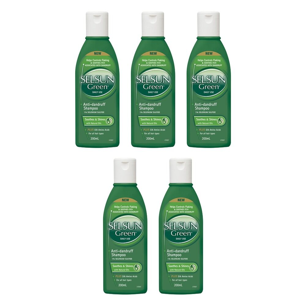 Selsun Green Anti-Dandruff Shampoo 200mL Pack of 5