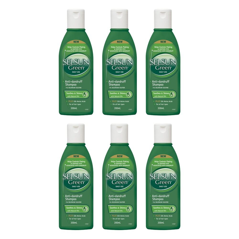 Selsun Green Anti-Dandruff Shampoo 200mL Pack of 6