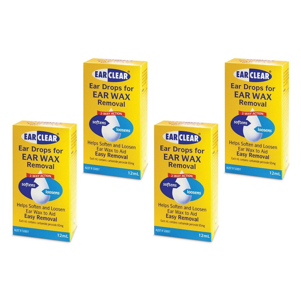 Ear Clear Ear Wax Removal Drops 12mL Pack of 4