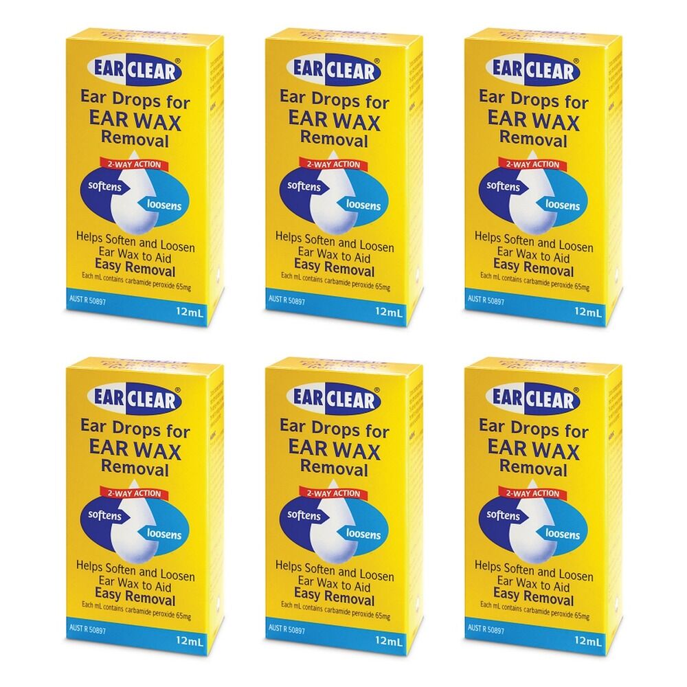 Ear Clear Ear Wax Removal Drops 12mL Pack of 6