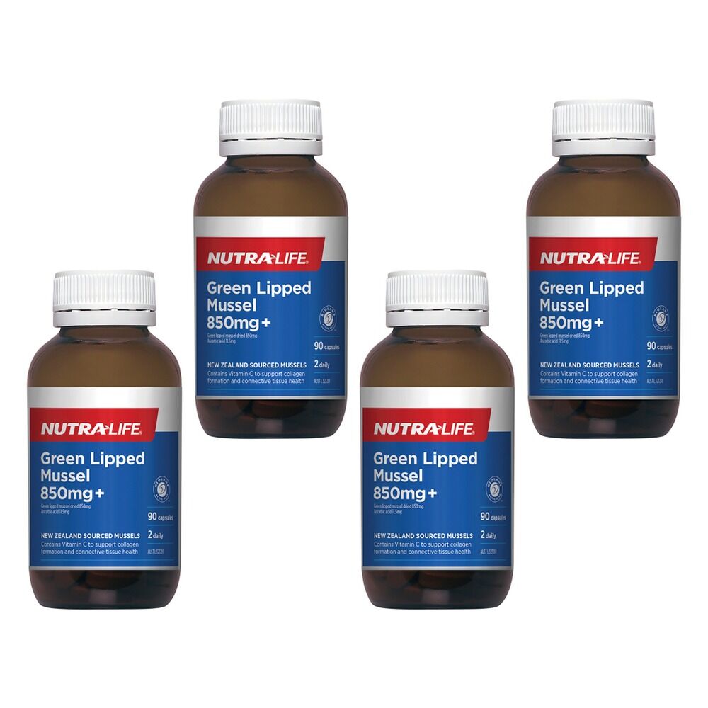 Nutra-Life Green Lipped Mussel 850mg 90 Capsules Pack of 4