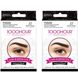 1000 Hour Eyelash and Brow Dye Kit Natural Black 2 Packs Of 12 Applications