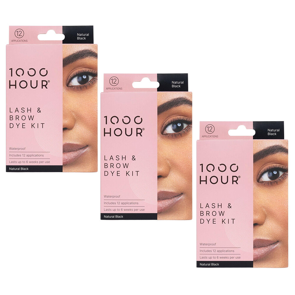 1000HOUR Natural Black Waterproof Lash and Brow Dye Kit 3 Pack 36 Applications