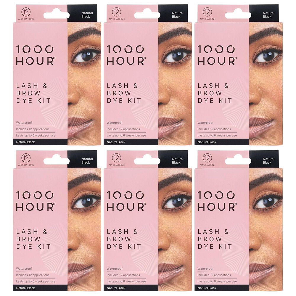 1000HOUR Natural Black Waterproof Lash and Brow Dye Kit 6 Pack 72 Applications