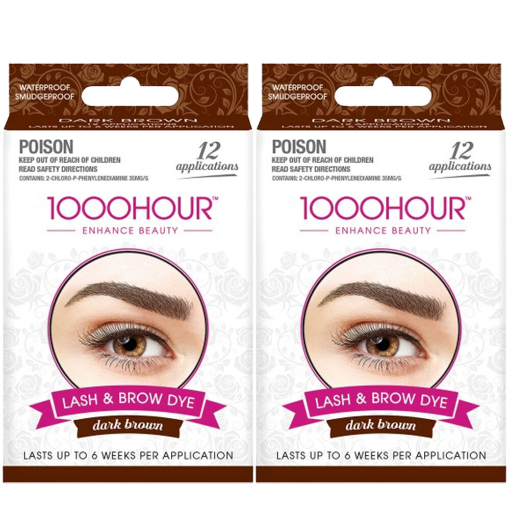 1000 Hour Eyelash and Brow Dye Kit Dark Brown 2 Packs Of 12 Applications
