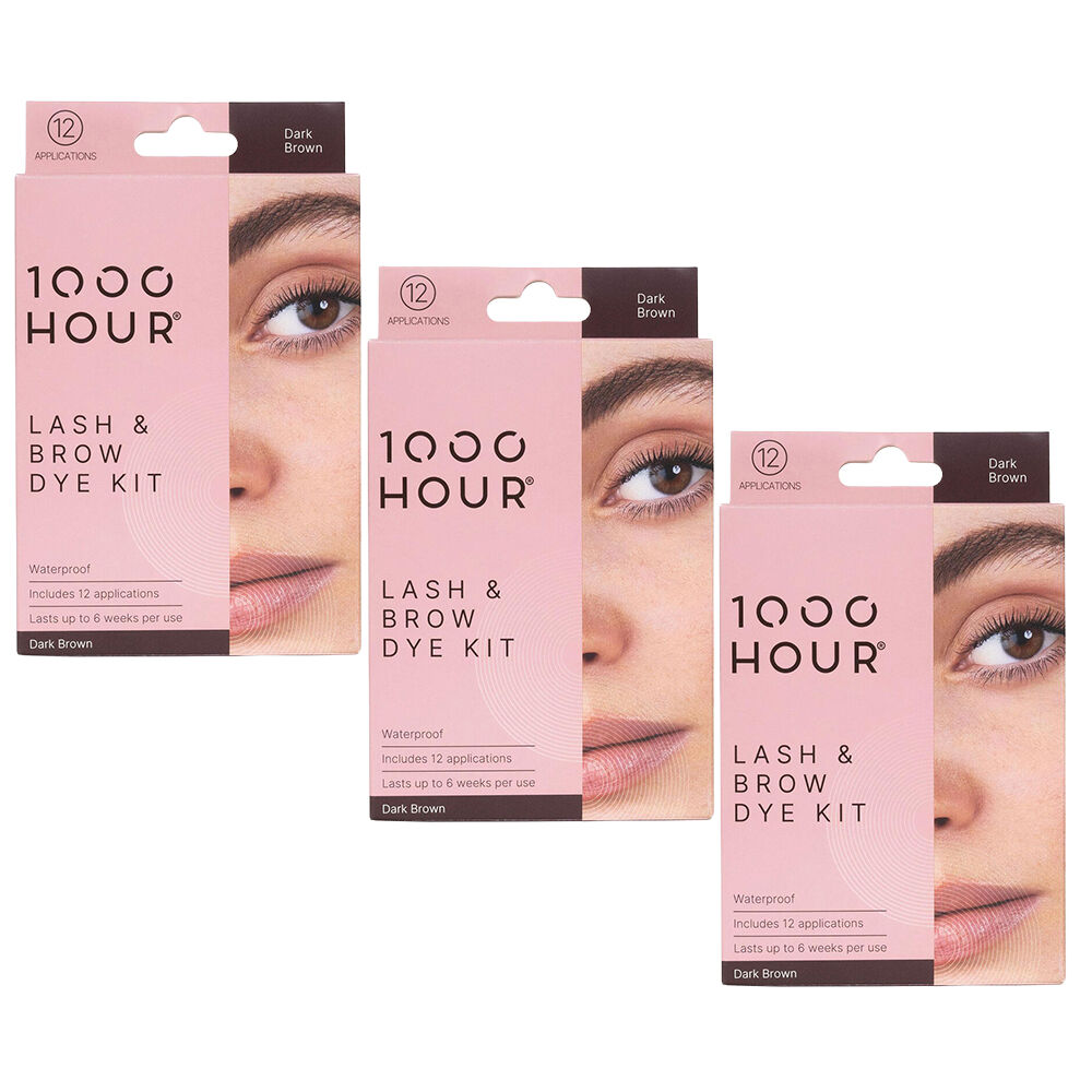 1000HOUR Dark Brown Waterproof Lash and Brow Dye Kit 3 Pack 36 Applications