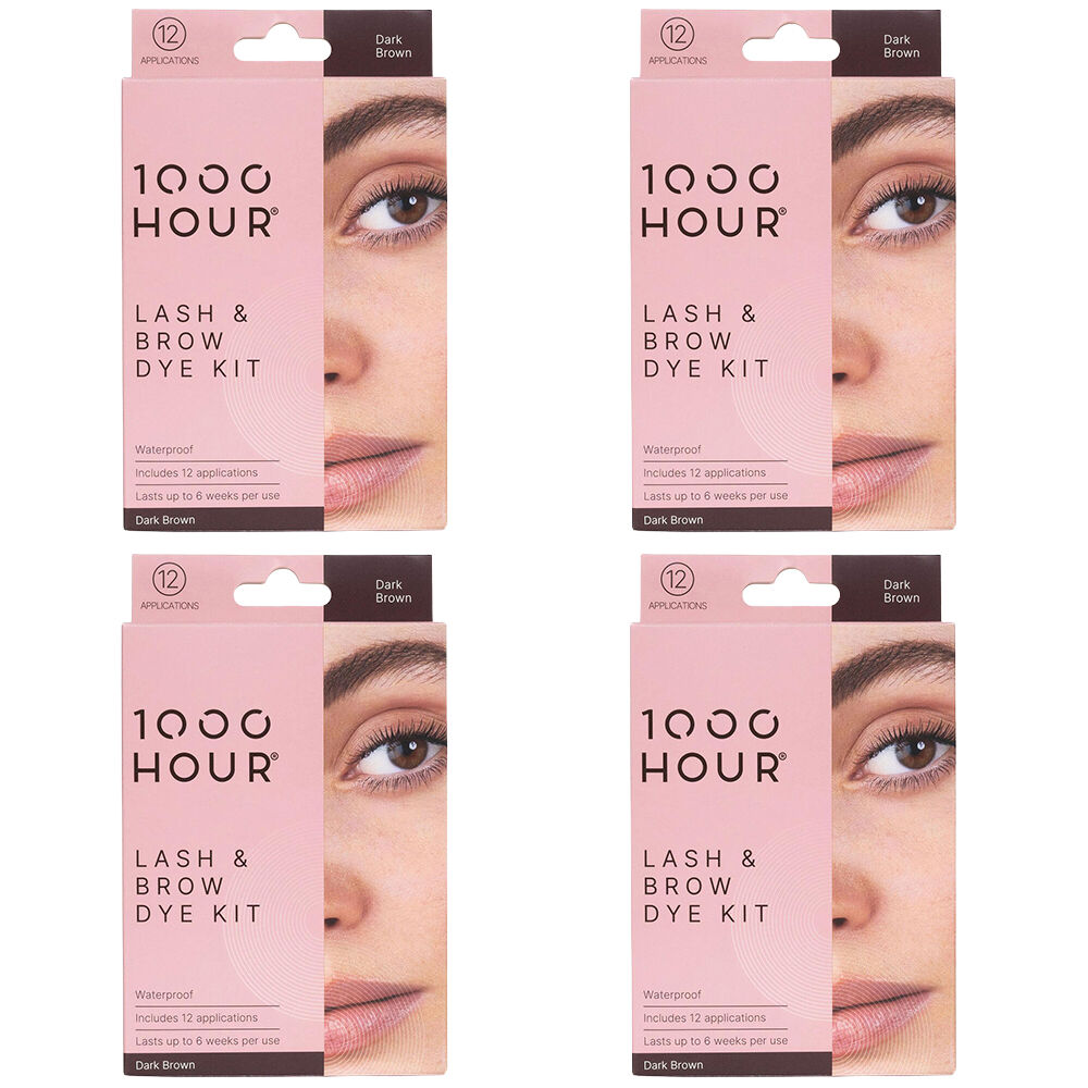 1000HOUR Dark Brown Waterproof Lash and Brow Dye Kit 4 Pack 48 Applications