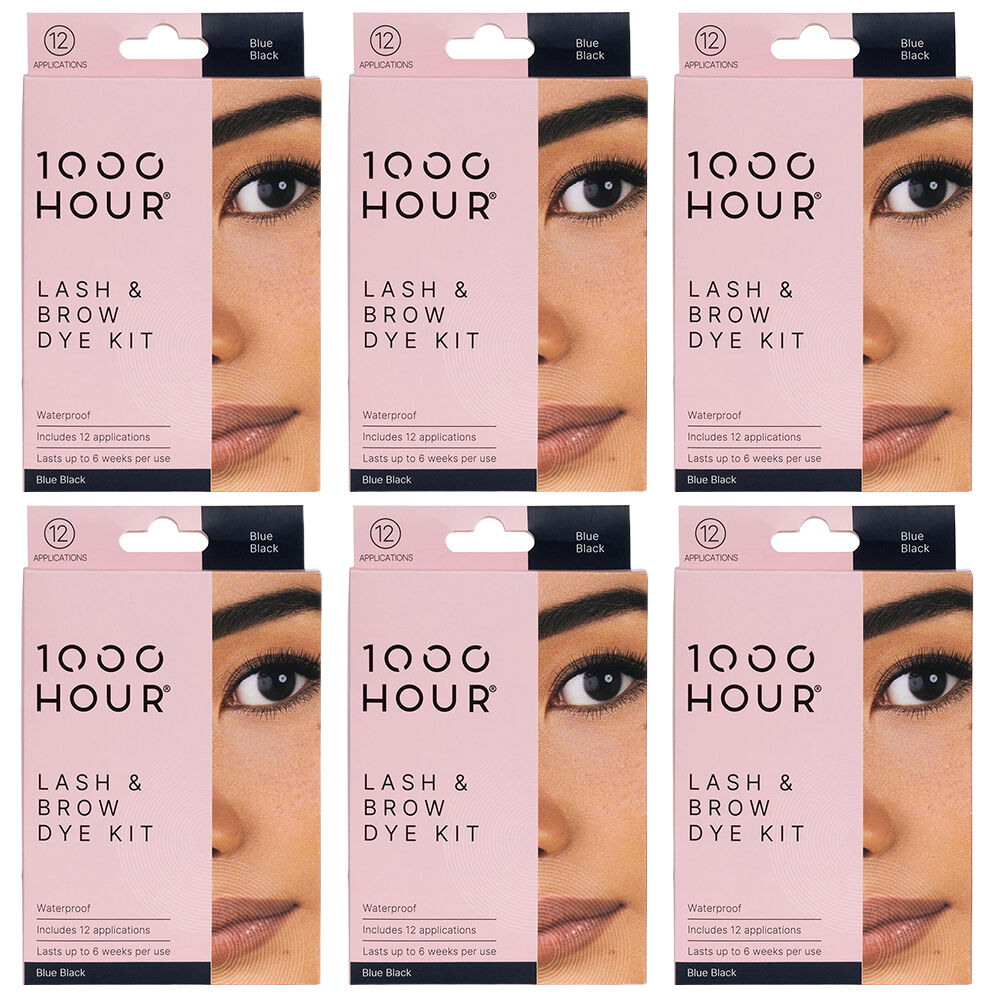 1000HOUR Blue Black Waterproof Lash and Brow Dye Kit 6 Pack 72 Applications