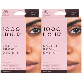 1000 Hour Eyelash and Brow Dye Kit Brown Black 2 Packs Of 12 Applications