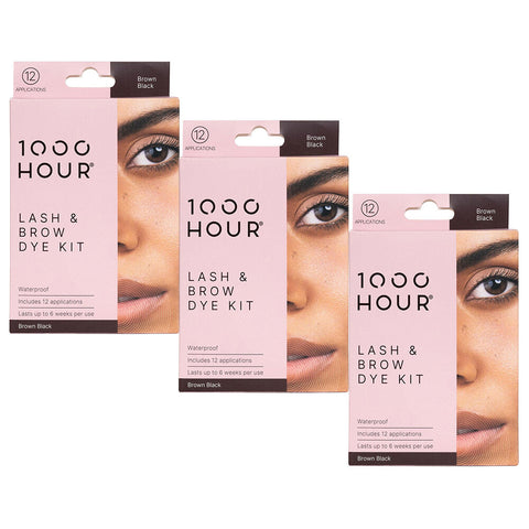 1000HOUR Brown Black Waterproof Lash and Brow Dye Kit 3 Pack 36 Applications