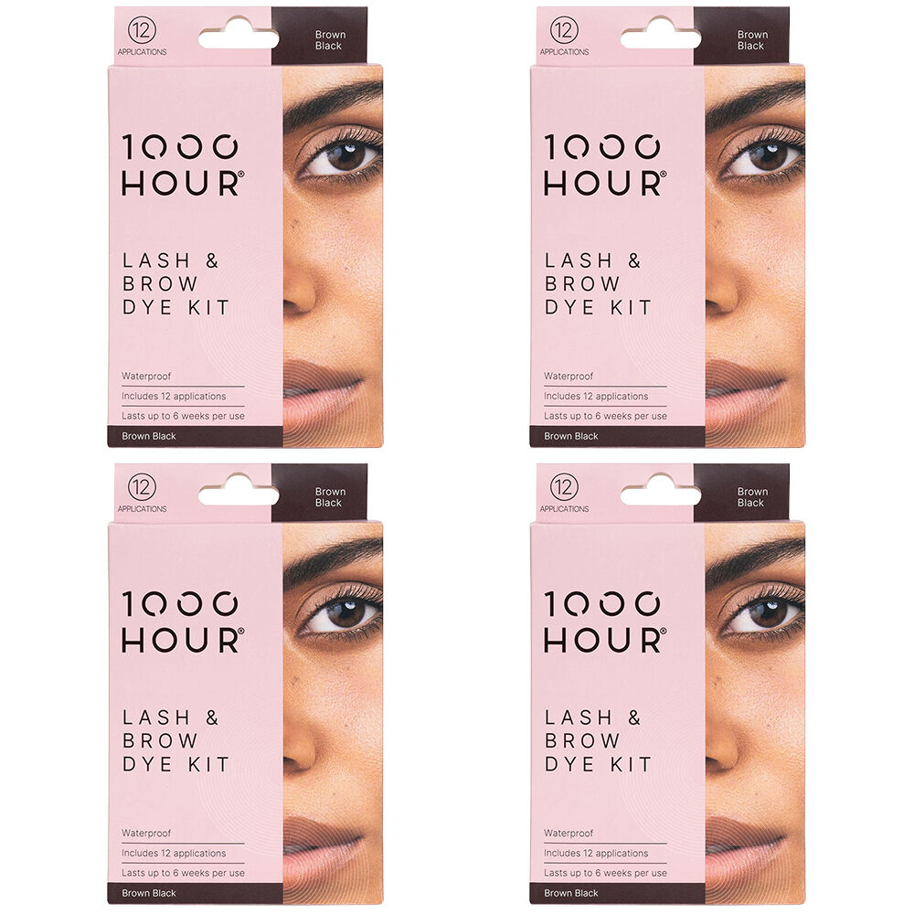 1000HOUR Brown Black Waterproof Lash and Brow Dye Kit 4 Pack 48 Applications