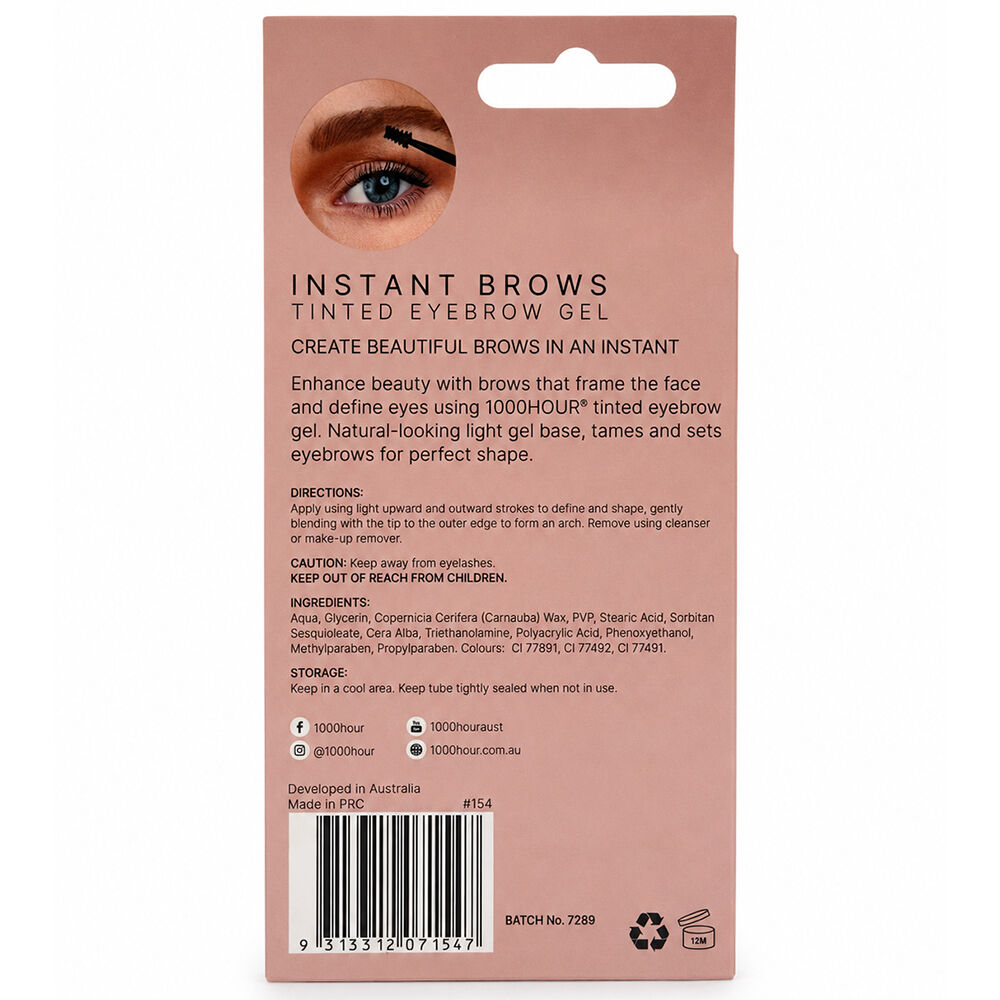 1000HOUR Instant Brows Tinted Eyebrow Gel Light Brown Blonde 5 Pack 30g