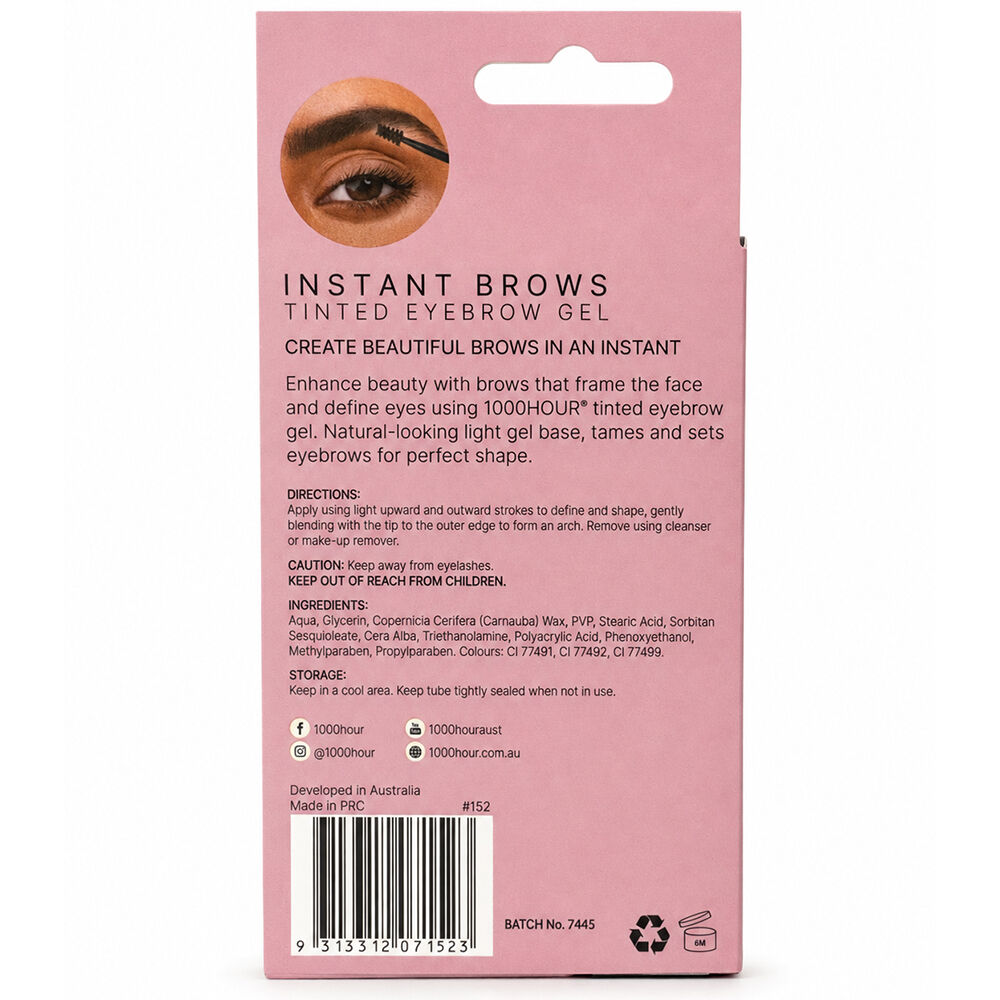 1000HOUR Instant Brows Black Dark Brown Tinted Eyebrow Gel 3 Pack 18g