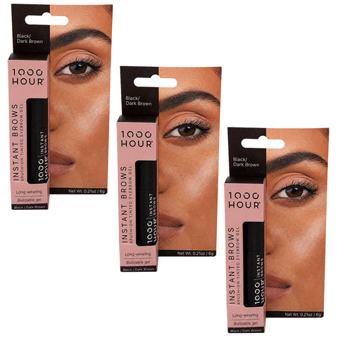 1000HOUR Instant Brows Black Dark Brown Tinted Eyebrow Gel 3 Pack 18g