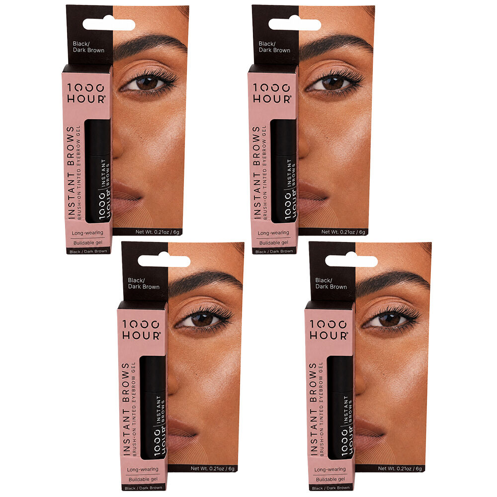 1000HOUR Instant Brows Black Dark Brown Tinted Eyebrow Gel 4 Pack 24g