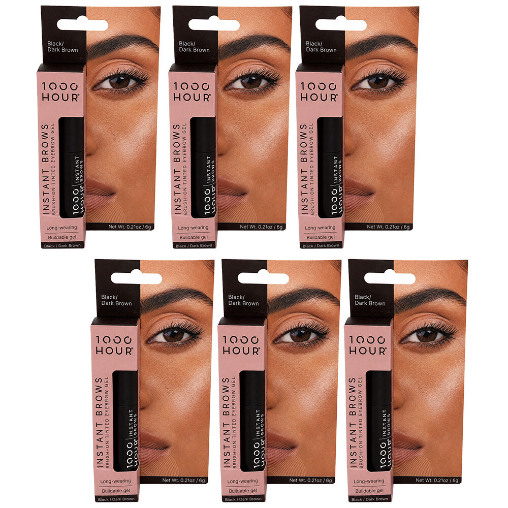 1000HOUR Instant Brows Black Dark Brown Tinted Eyebrow Gel 6 Pack 36g