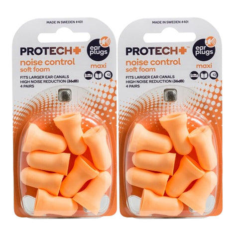 Protech Ear Plugs Noise Control Outdoor Travel Soft Foam Maxi 2x 4 Pairs