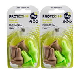 Protech Ear Plugs Noise Control Outdoor Travel Soft Foam iHearU 2x 4 Pairs