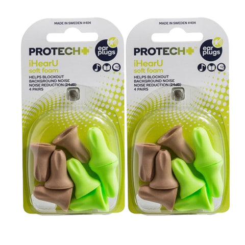 Protech Ear Plugs Noise Control Outdoor Travel Soft Foam iHearU 2x 4 Pairs