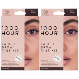 1000 Hour Eyelash and Brow Non Peroxide Dye Kit Natural Dark Brown 2 Packs