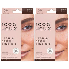 1000 Hour Eyelash and Brow Non Peroxide Dye Kit Natural Medium Brown 2 Packs