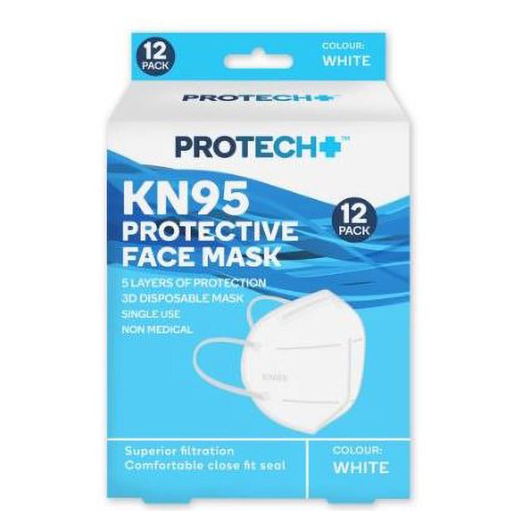 Protech KN95 Protective Face Mask White 12 Pack